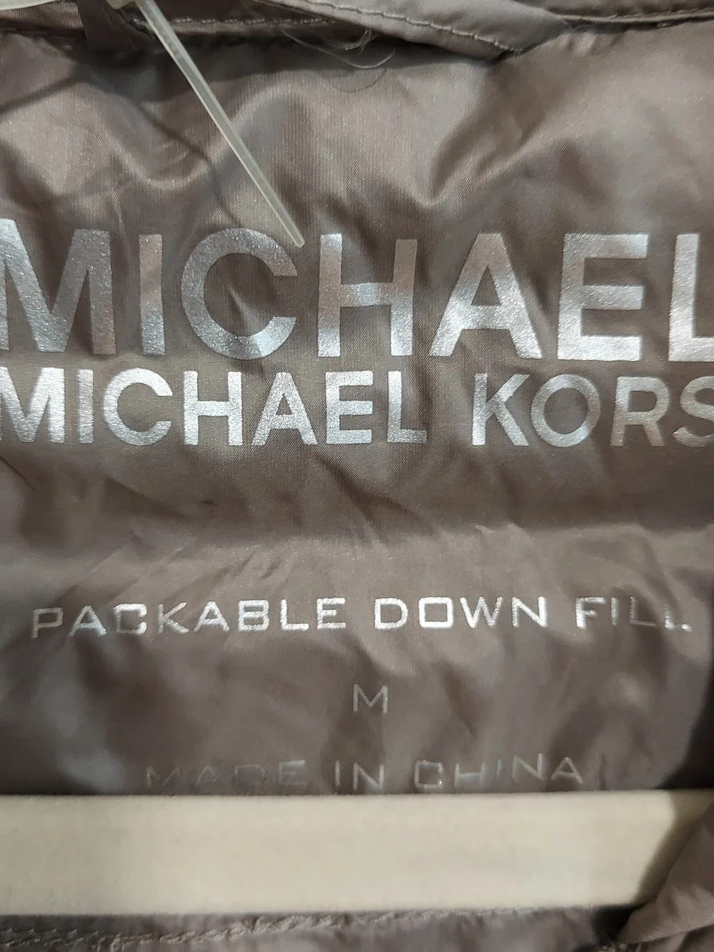 Michael Kors Light Taupe Quilted Packable Puffer Jacket